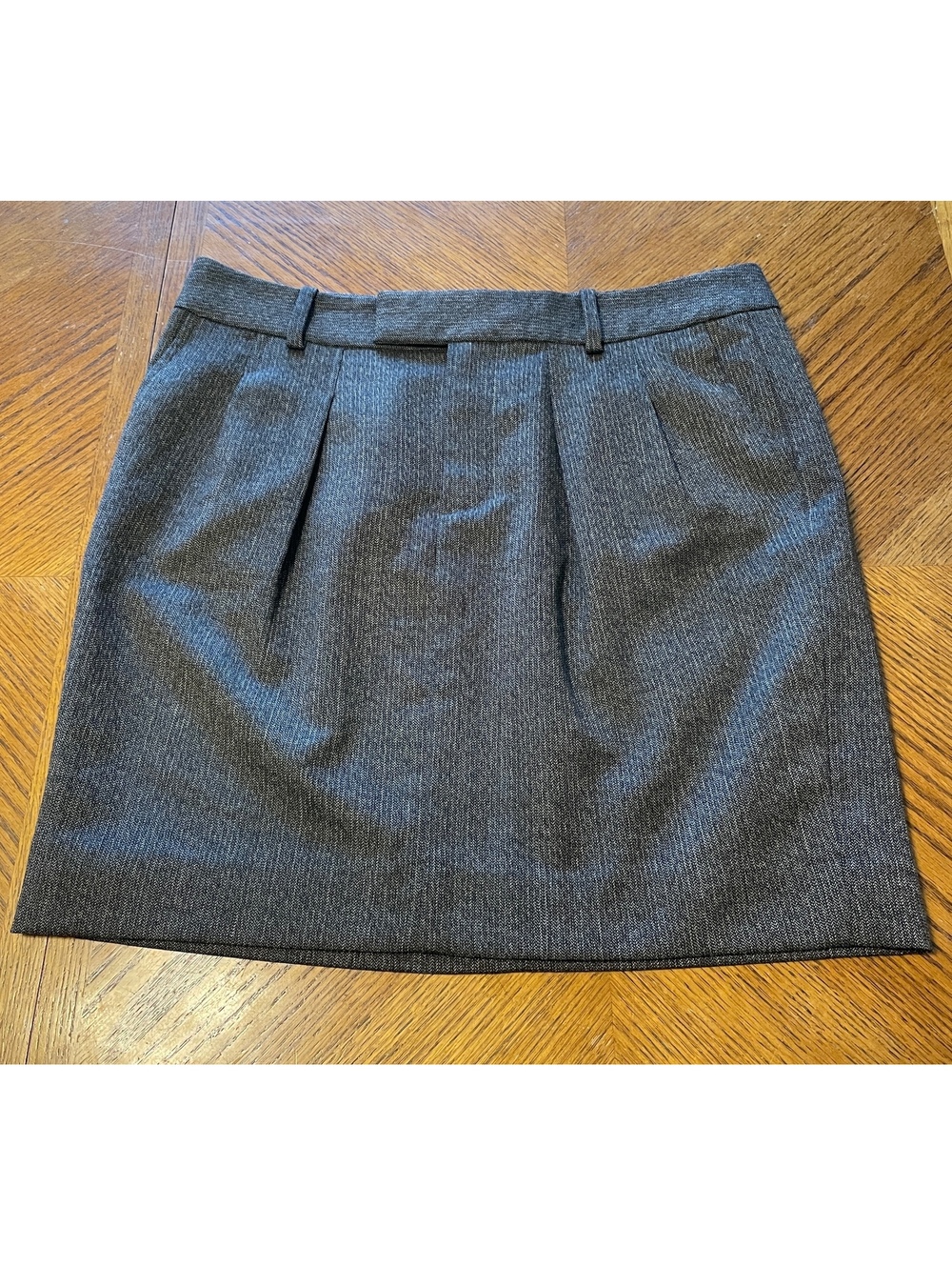 Gap Women’s Wool Blend Brown Tweed Mini Skirt Size 4 Front Zipper Earthy Y2K